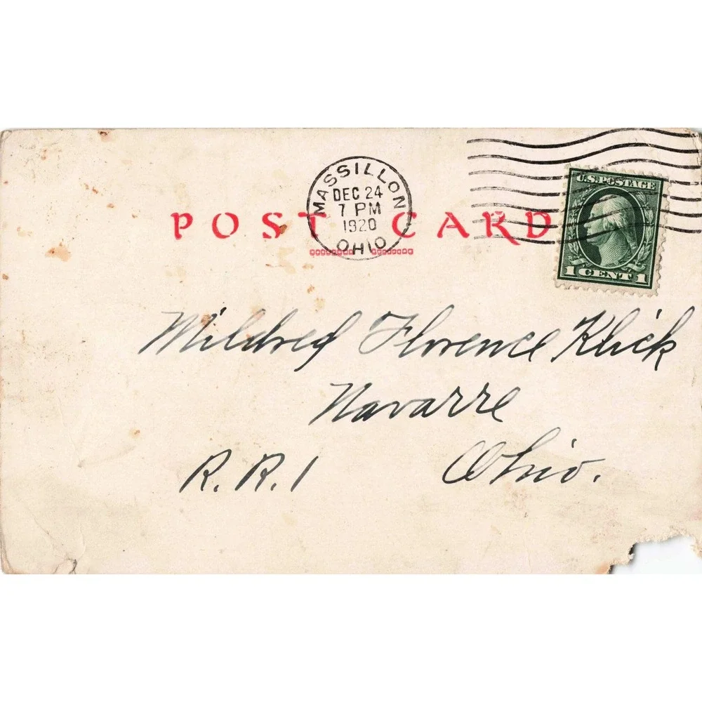 Christmas Postcard 1920 Cradle Roll Greeting Massillon Ohio Postmarked